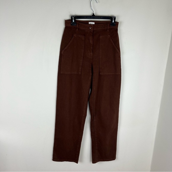 Aritzia Wilfred Free Modern Utility Pant Dark Chocolate Brown High Rise Size 6 - Picture 2 of 6